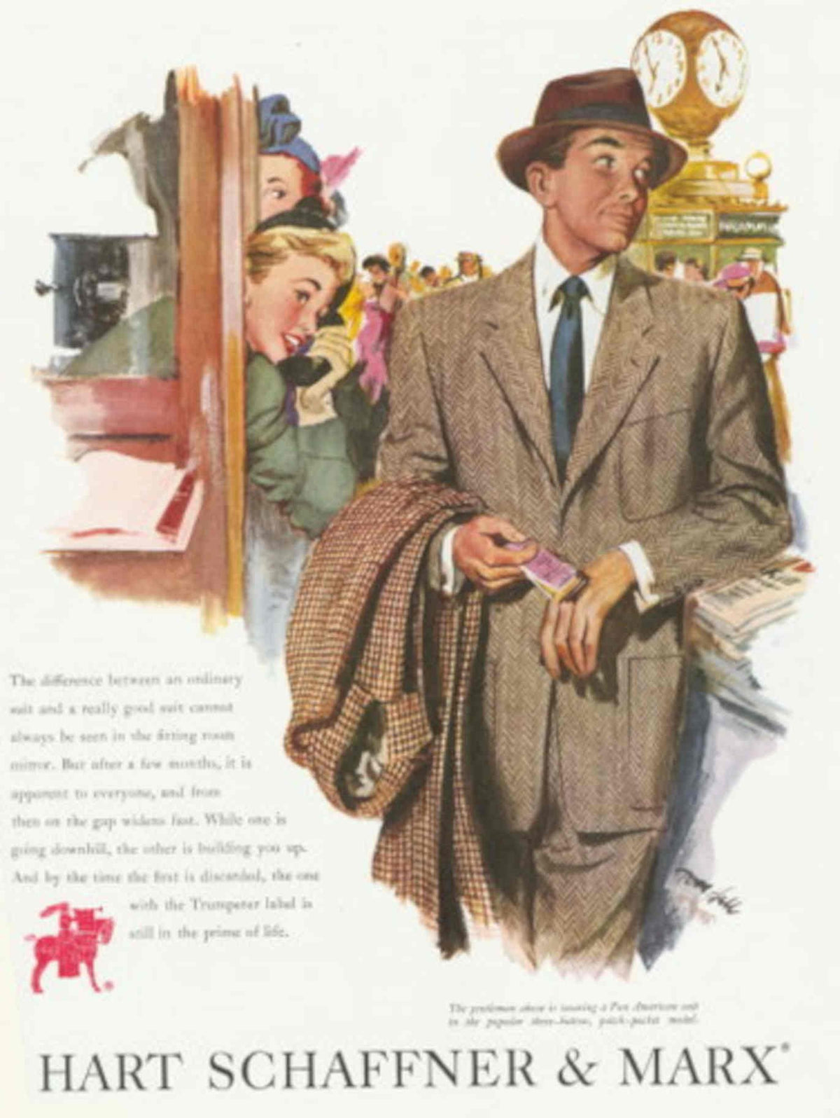 Suit Fitting Hart 1950s Vintage Retro Advert Poster