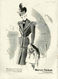 Suit Illustration Harpers 1940s Vintage Retro Advert Poster