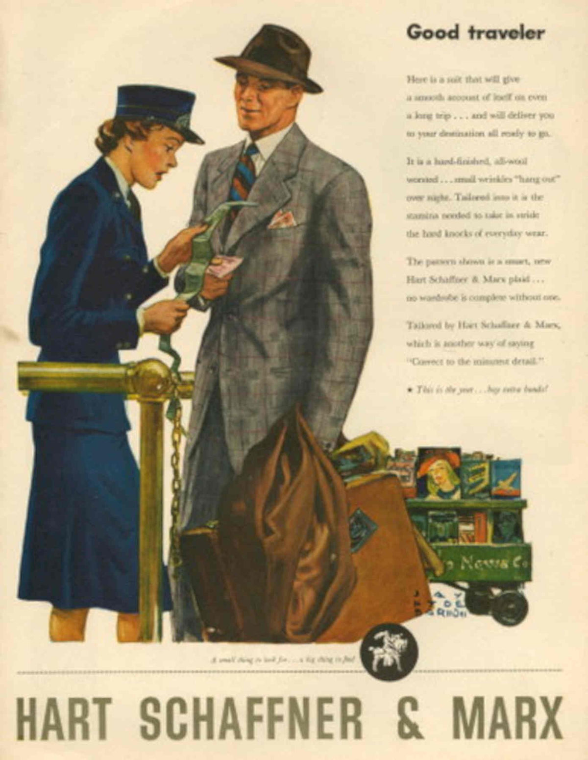 Suit Travel Ticket 1940s Vintage Retro Advert Poster