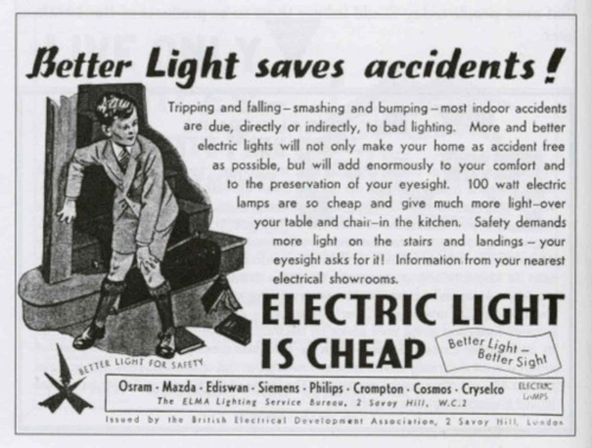 Suitcase Light Warning 1940s Vintage Retro Advert Poster