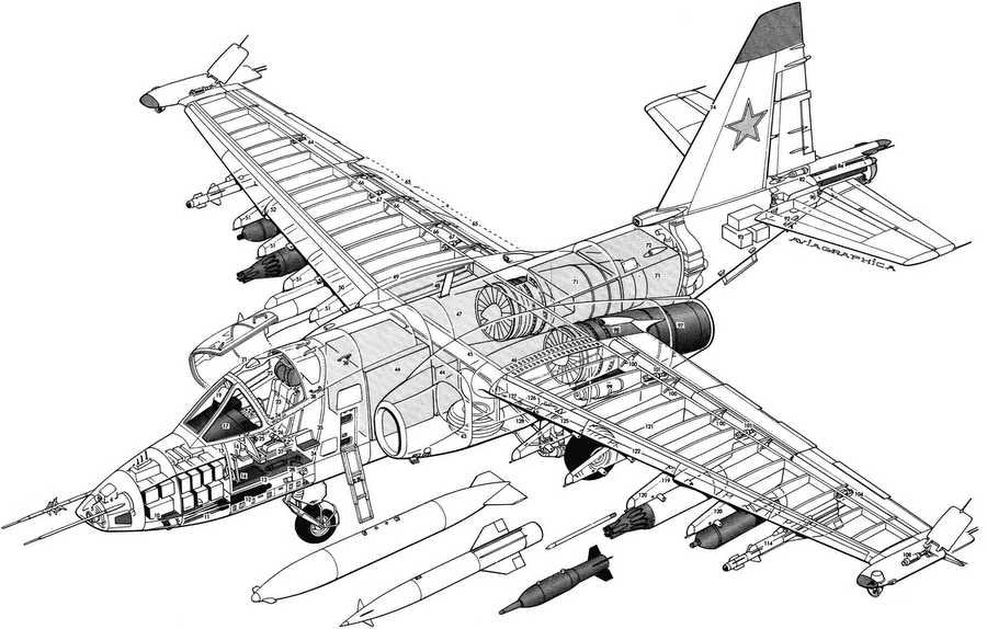 Sukhoi Su 25 cutaway A4 Photo Print