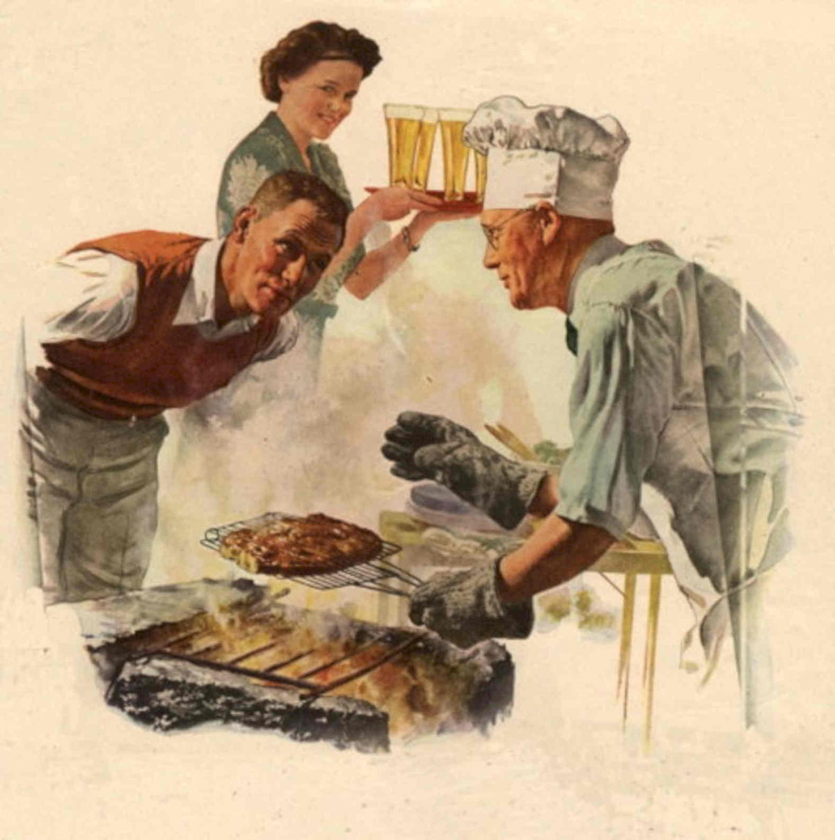 Summer Bbq Grill 1940s Vintage Retro Advert Poster