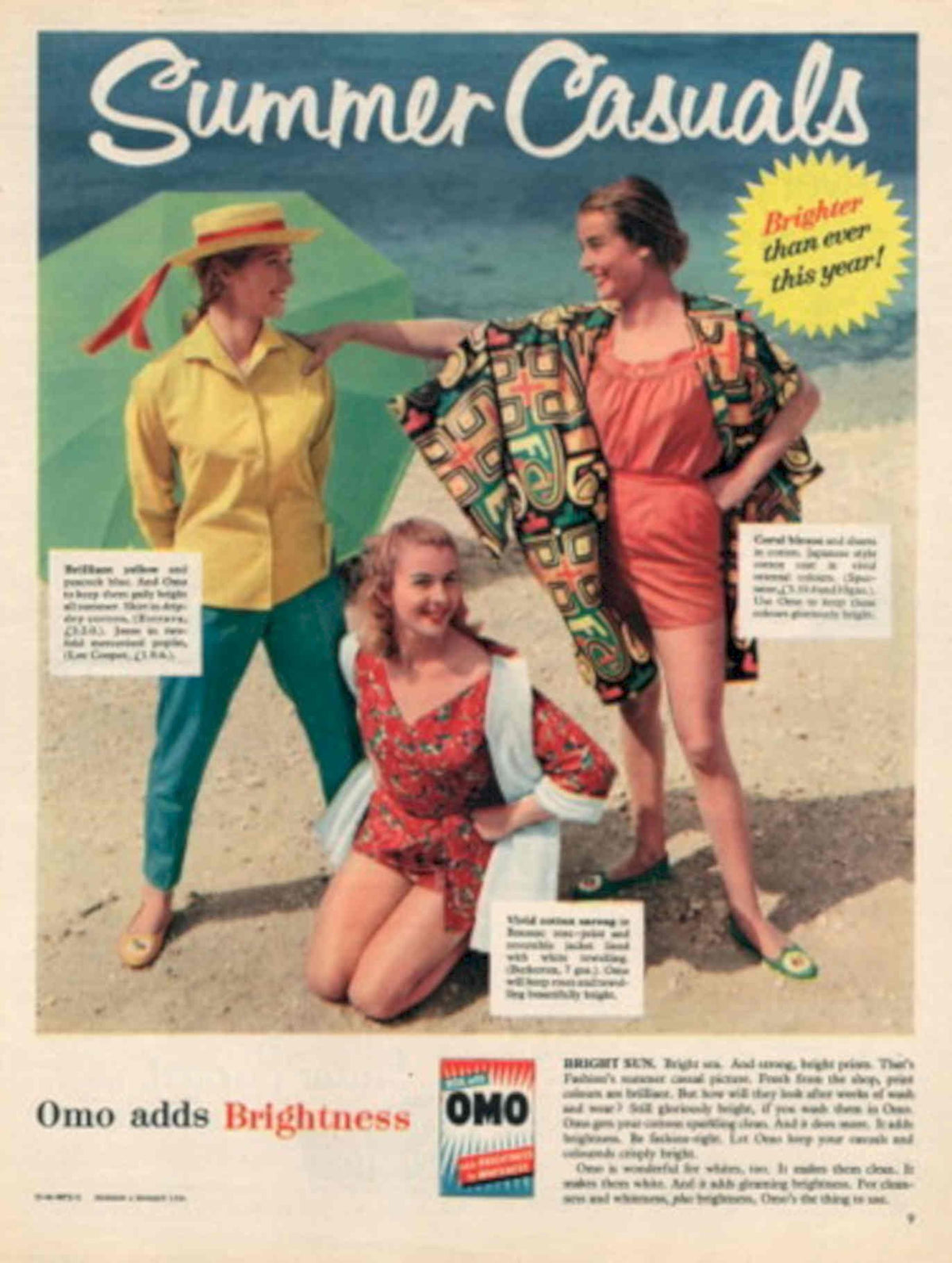 Summer Beach Omo 1950s Vintage Retro Advert Poster