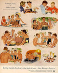 Summer Picnic Families 1950s Vintage Retro Advert Poster