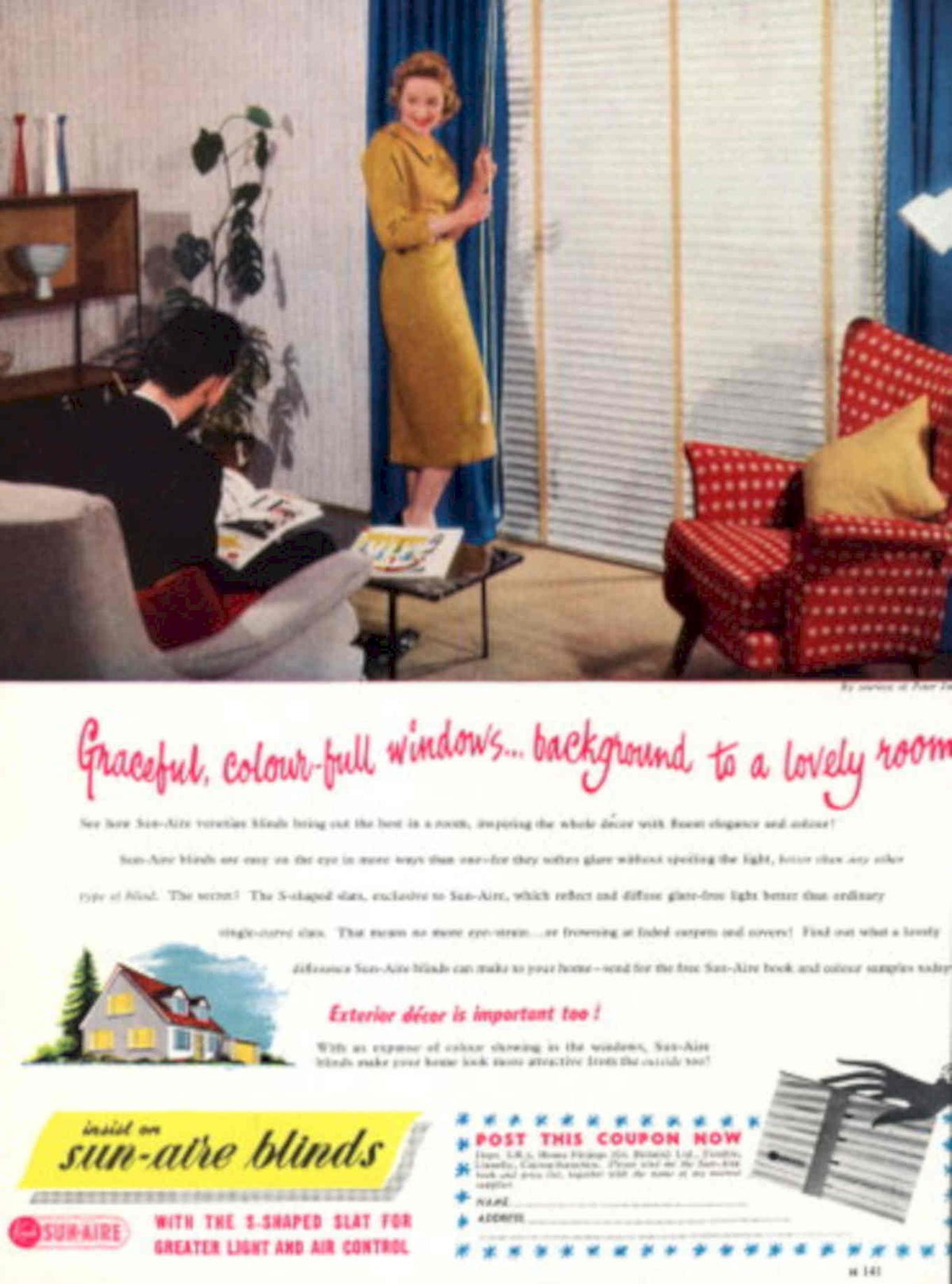 Sun Aire Blinds 1940s Vintage Retro Advert Poster