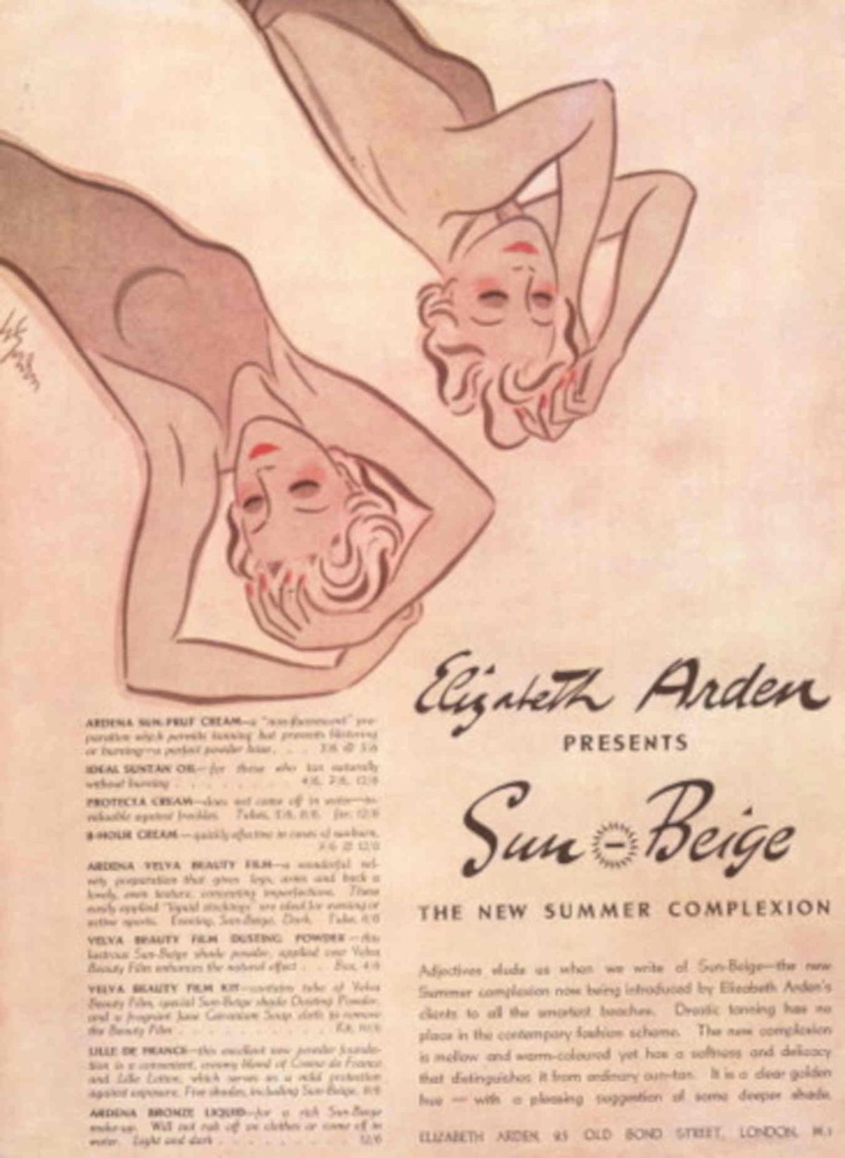 Sun Beige Arden 1940s Vintage Retro Advert Poster