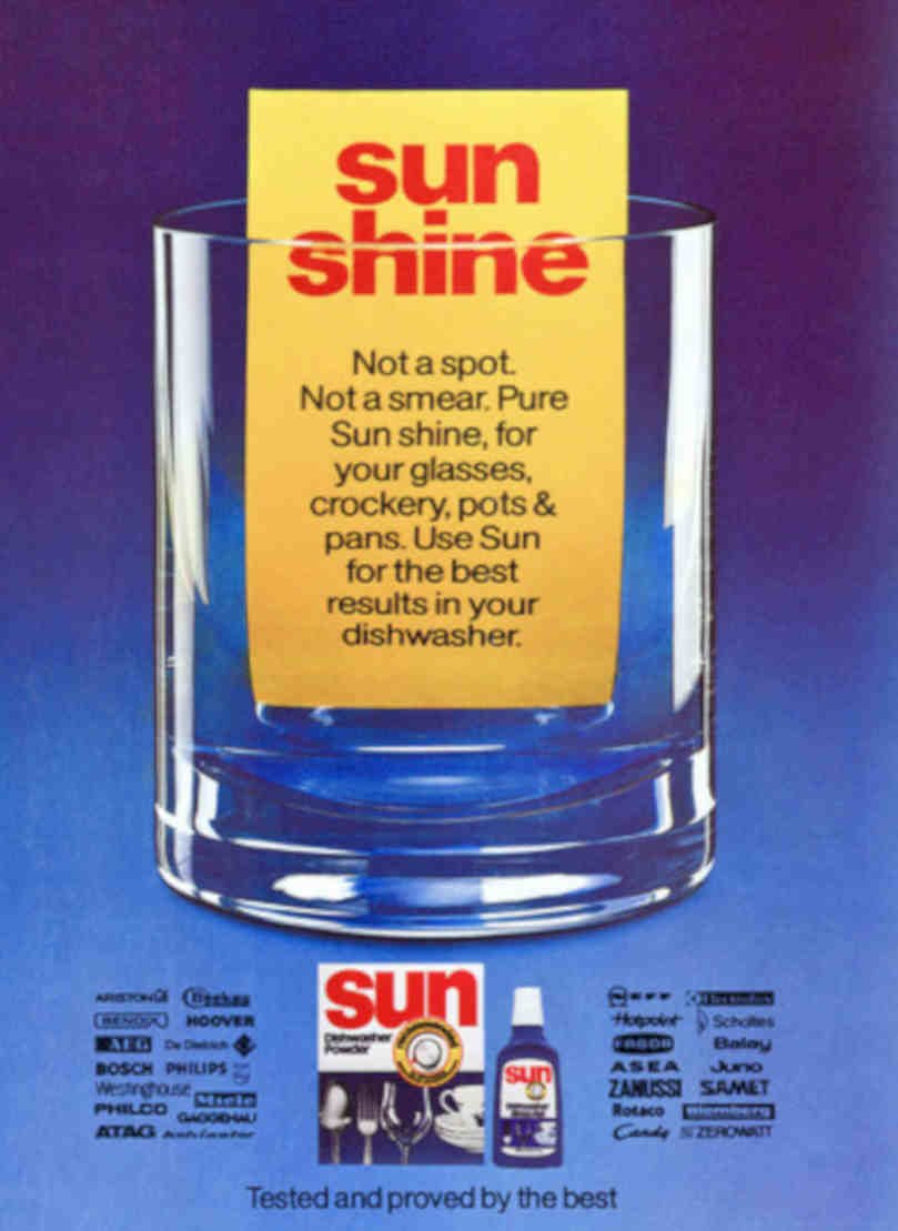 Sun Dishwasher Glass Vintage Retro Advert Poster A4 Photo Print