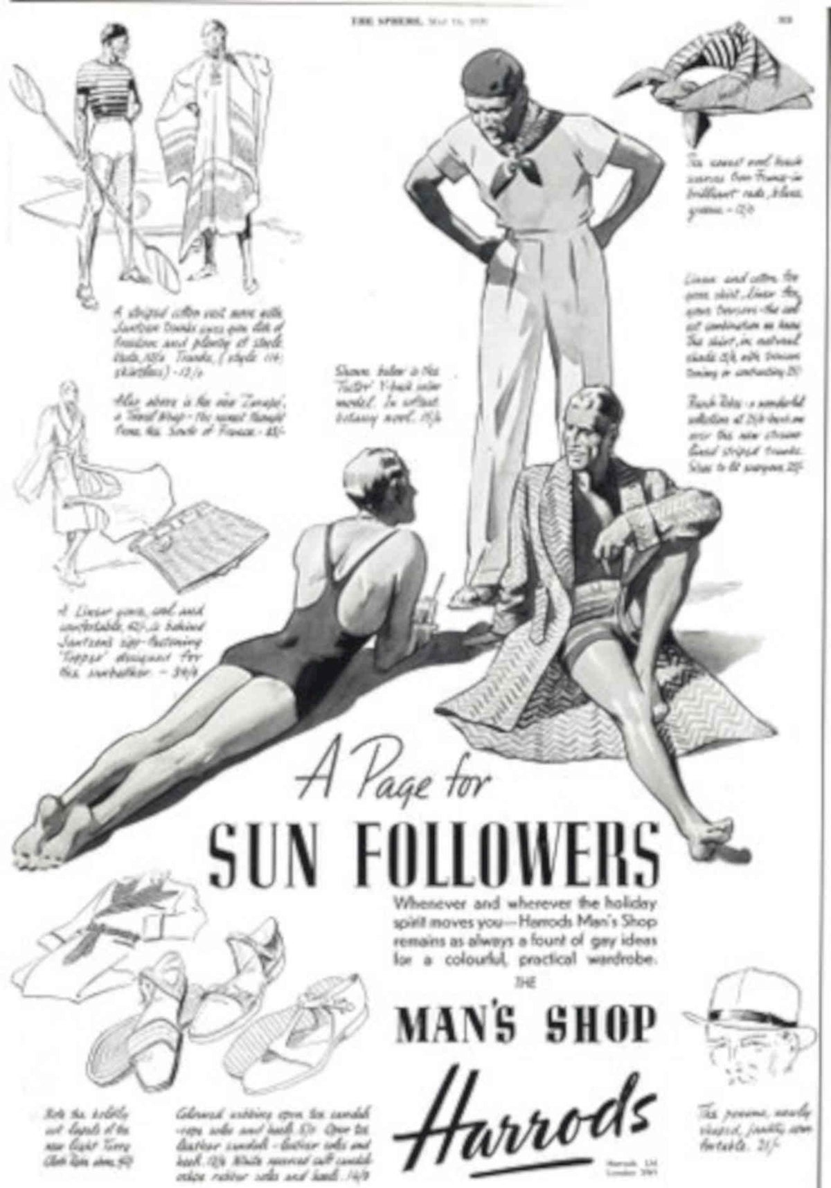 Sun Followers Harrods 1930s Vintage Retro Advert Poster
