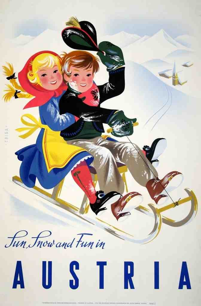 Sun Snow Fun In Austria Triga 1950S Winter Vintage Advert A4 Photo Print