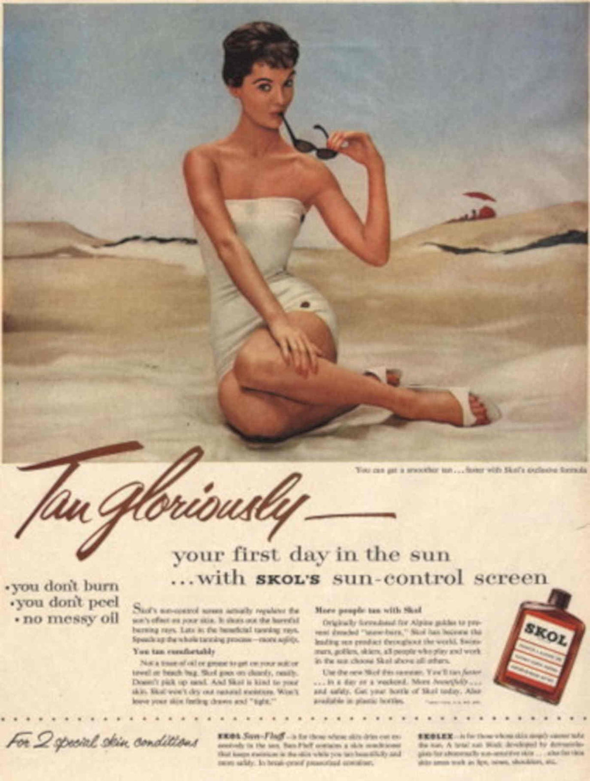 Sun Swim Skol 1950s Vintage Retro Advert Poster