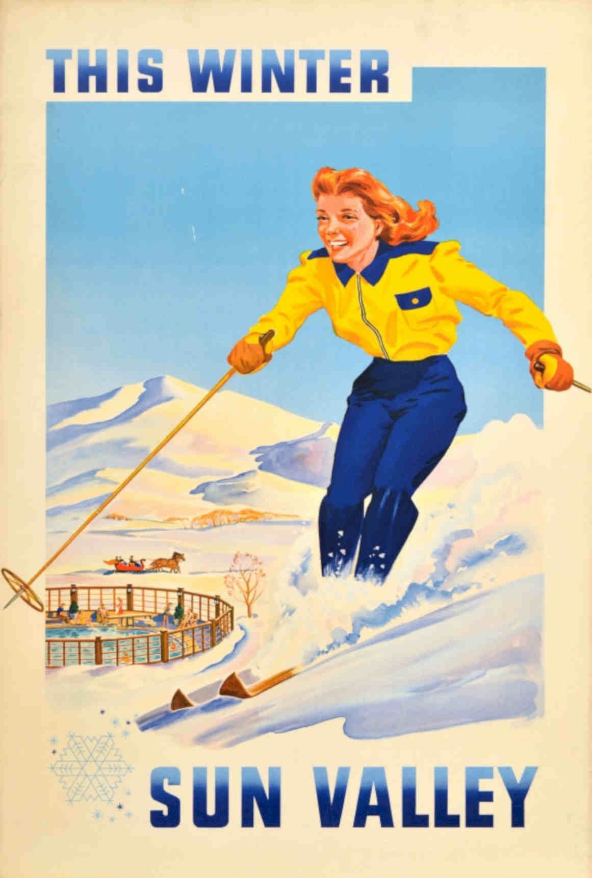 Sun Valley Ski 4 Vintage Retro Advert Poster A4 Photo Print