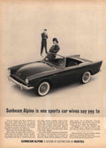 Sunbeam Alpine Sports 1950s Vintage Retro Advert Poster