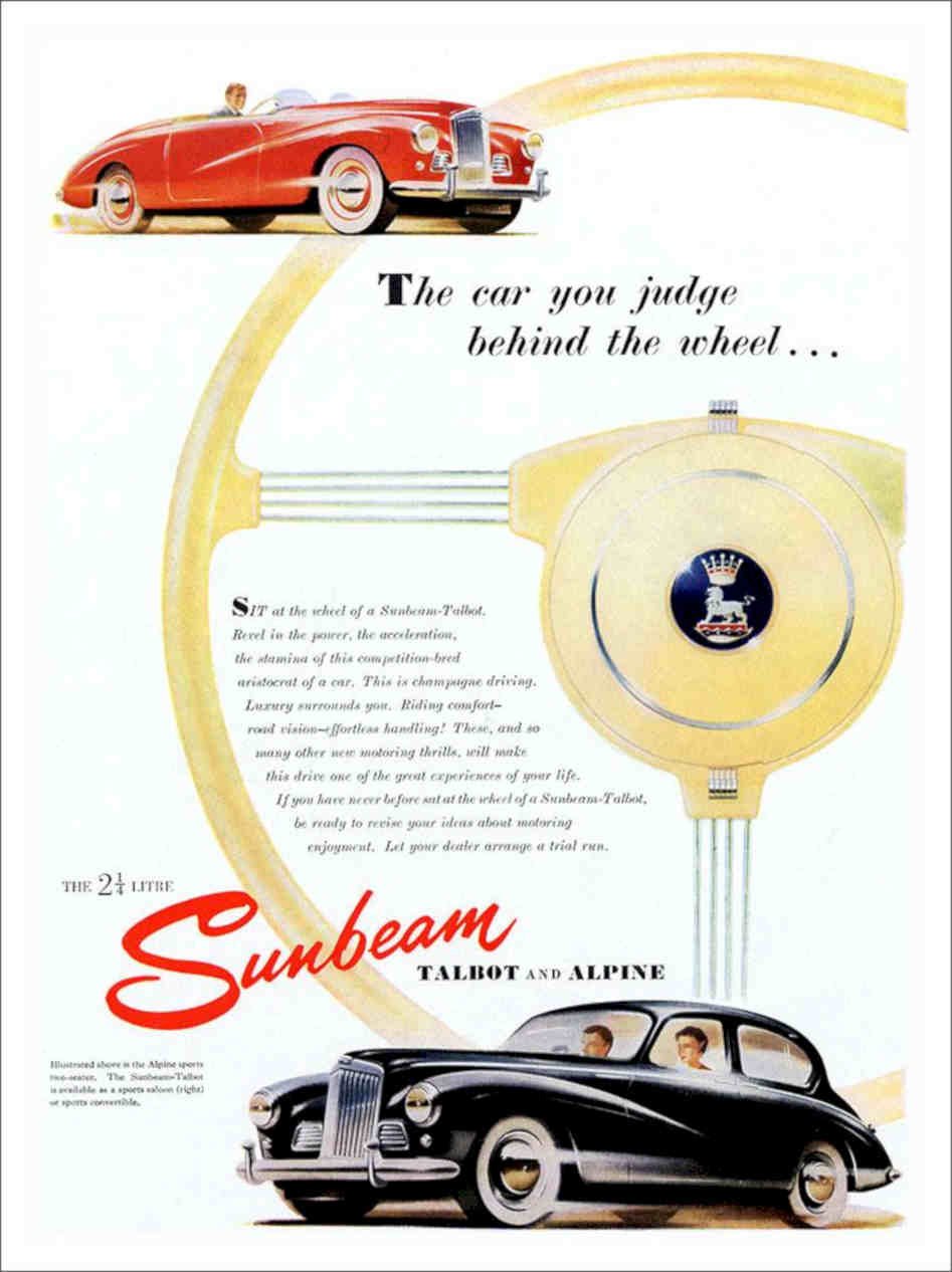 Sunbeam Car Advert 1954 Vintage Retro Advert Poster A4 Photo Print