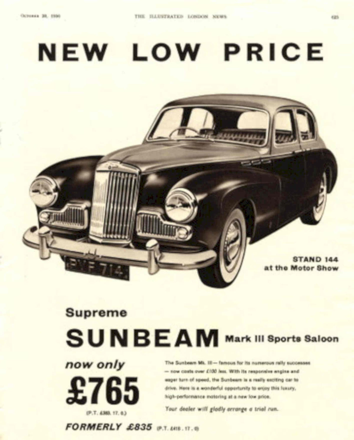Sunbeam Mark Iii 1950s Vintage Retro Advert Poster