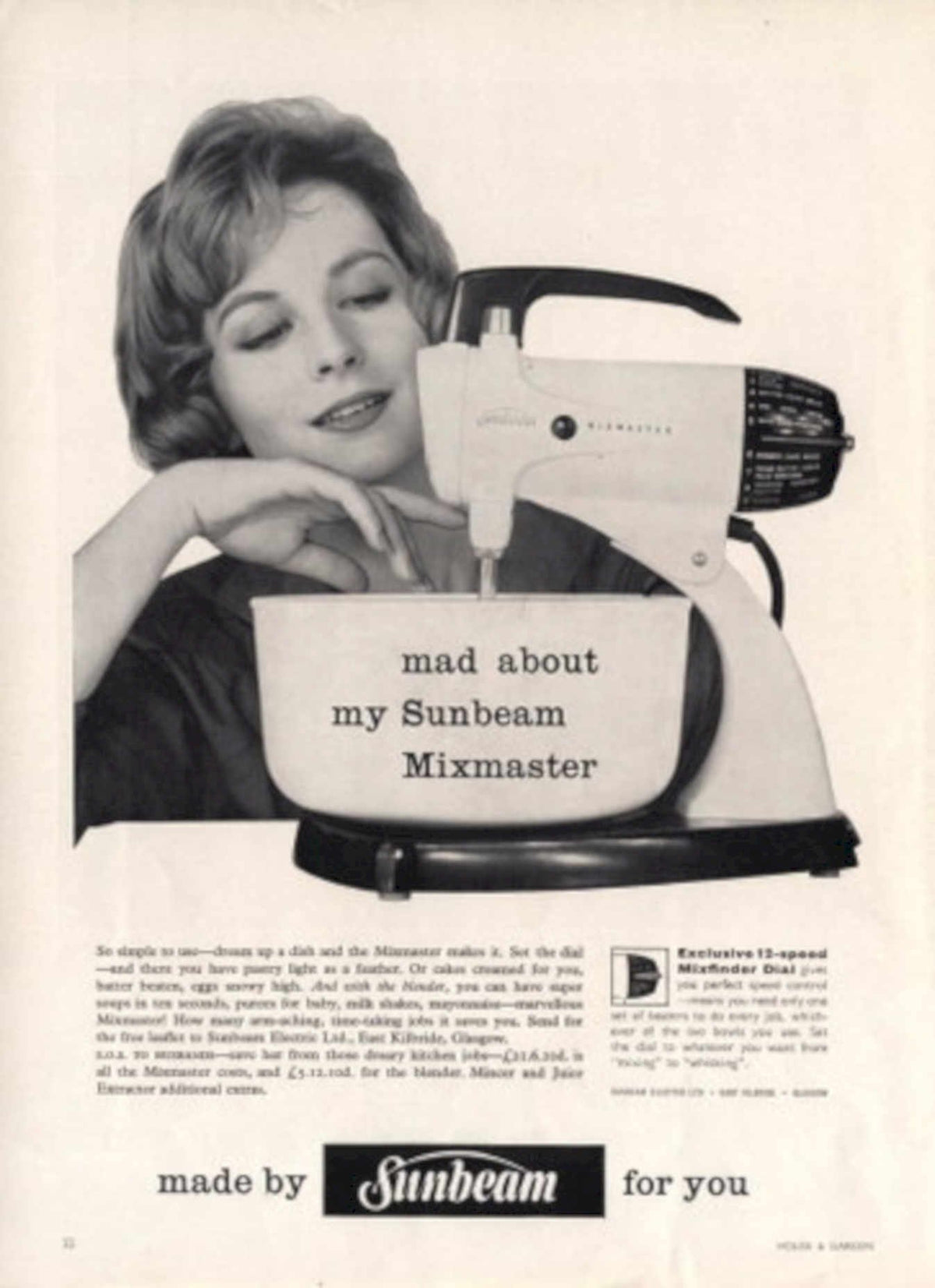 Sunbeam Mixmaster Advertisement 1960s Vintage Retro Advert