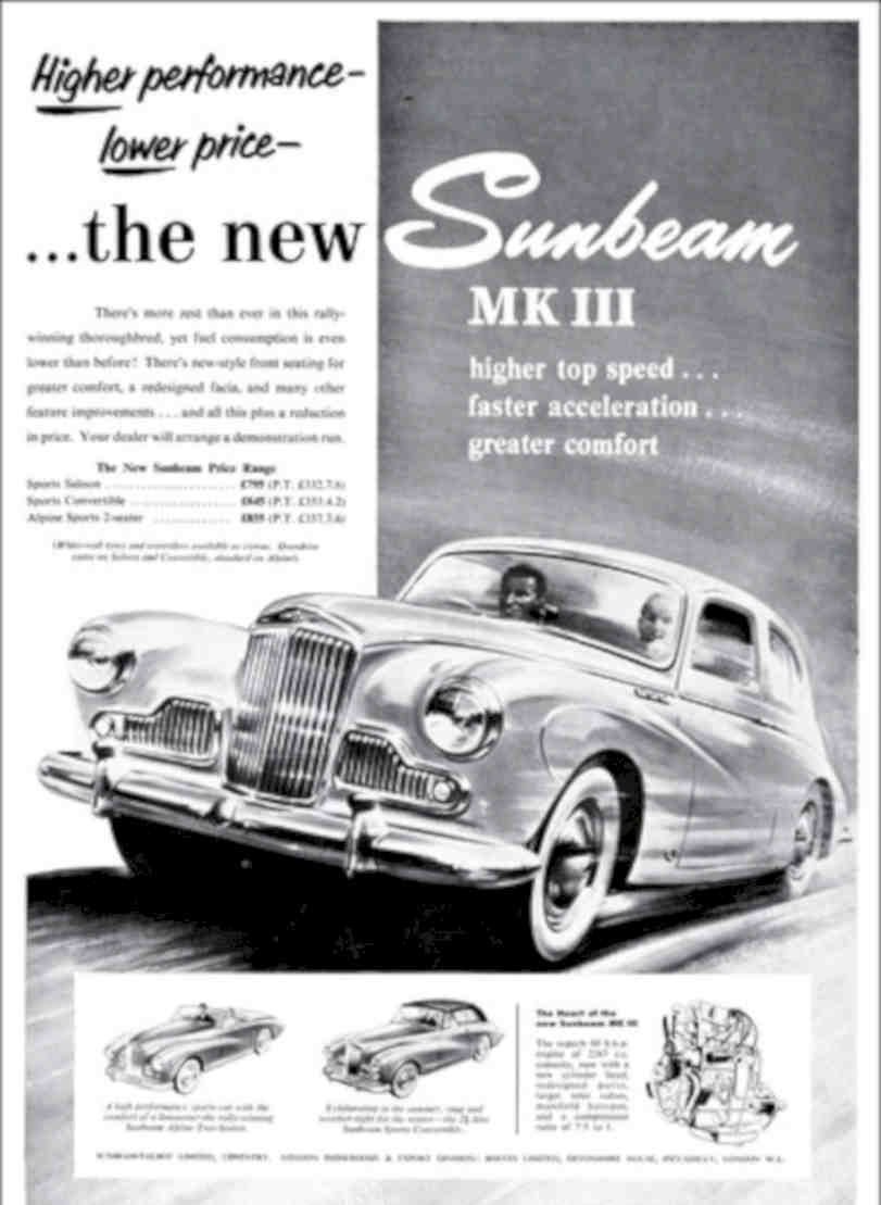 Sunbeam Mk Iii Vintage Retro Advert Poster A4 Photo Print