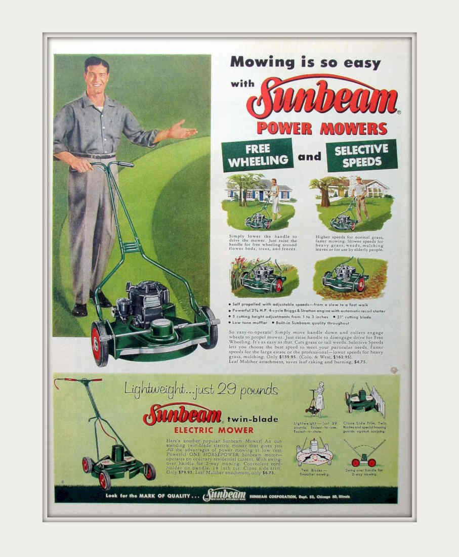 Sunbeam Mower Speeds Vintage Retro Advert Poster A4 Photo Print