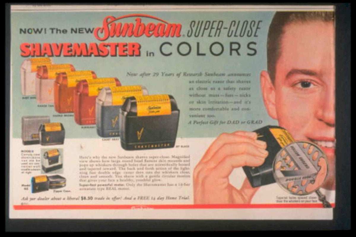 Sunbeam Razor Shavemaster 1950s Vintage Retro Advert Poster
