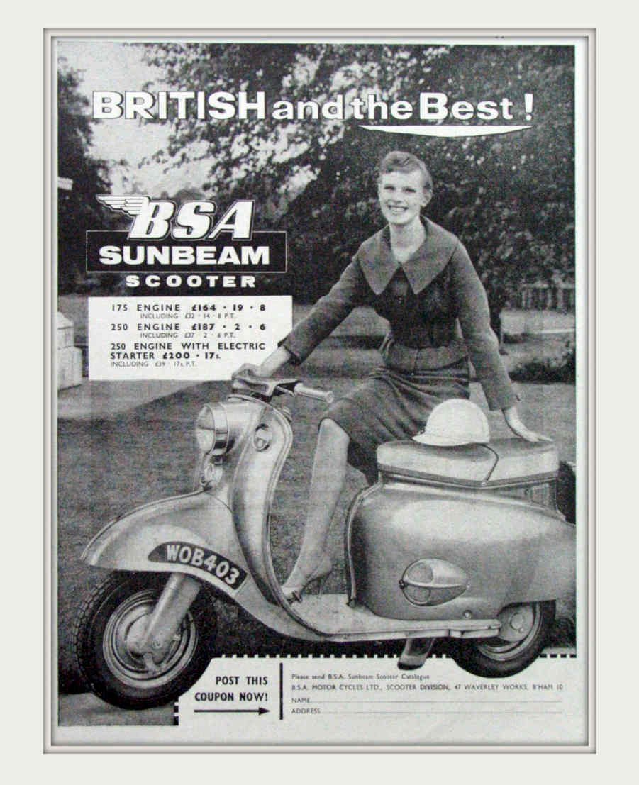 Sunbeam Scooter 1960s 1 Vintage Retro Advert Poster A4 Photo Print