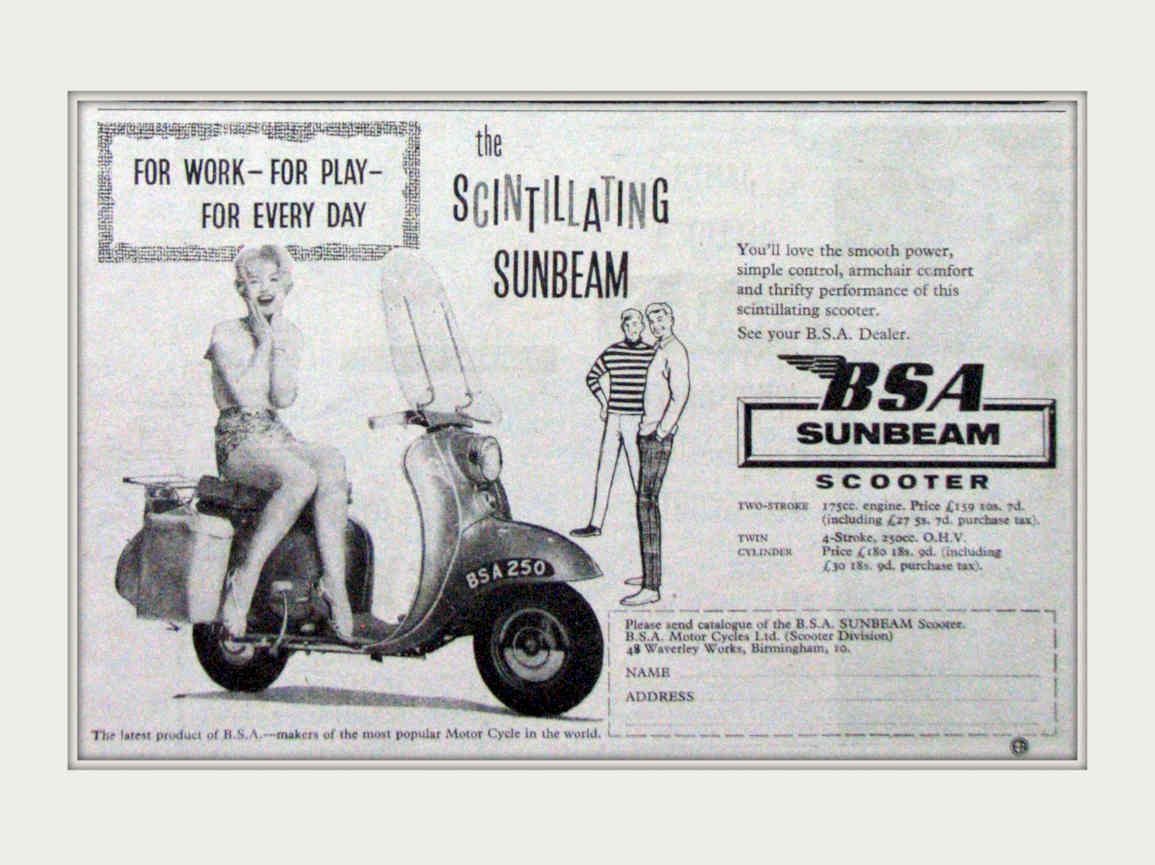 Sunbeam Scooter 250 Vintage Retro Advert Poster A4 Photo Print
