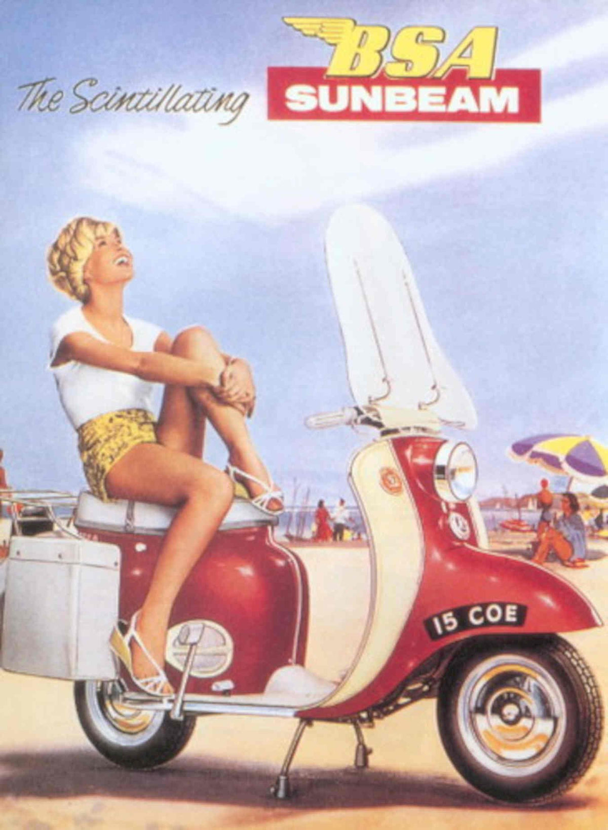 Sunbeam Scooter Beach 1950s Vintage Retro Advert Poster