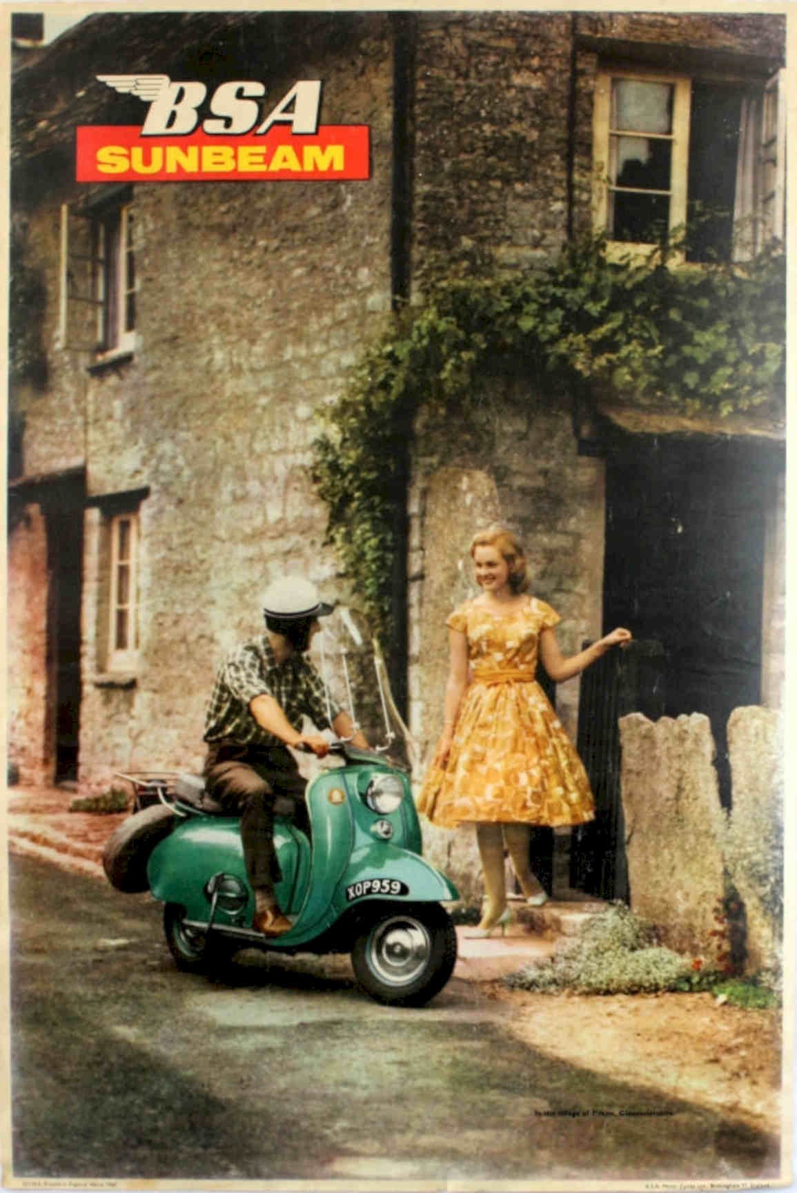 Sunbeam Scooter Cottage Vintage Retro Advert Poster A4 Photo Print