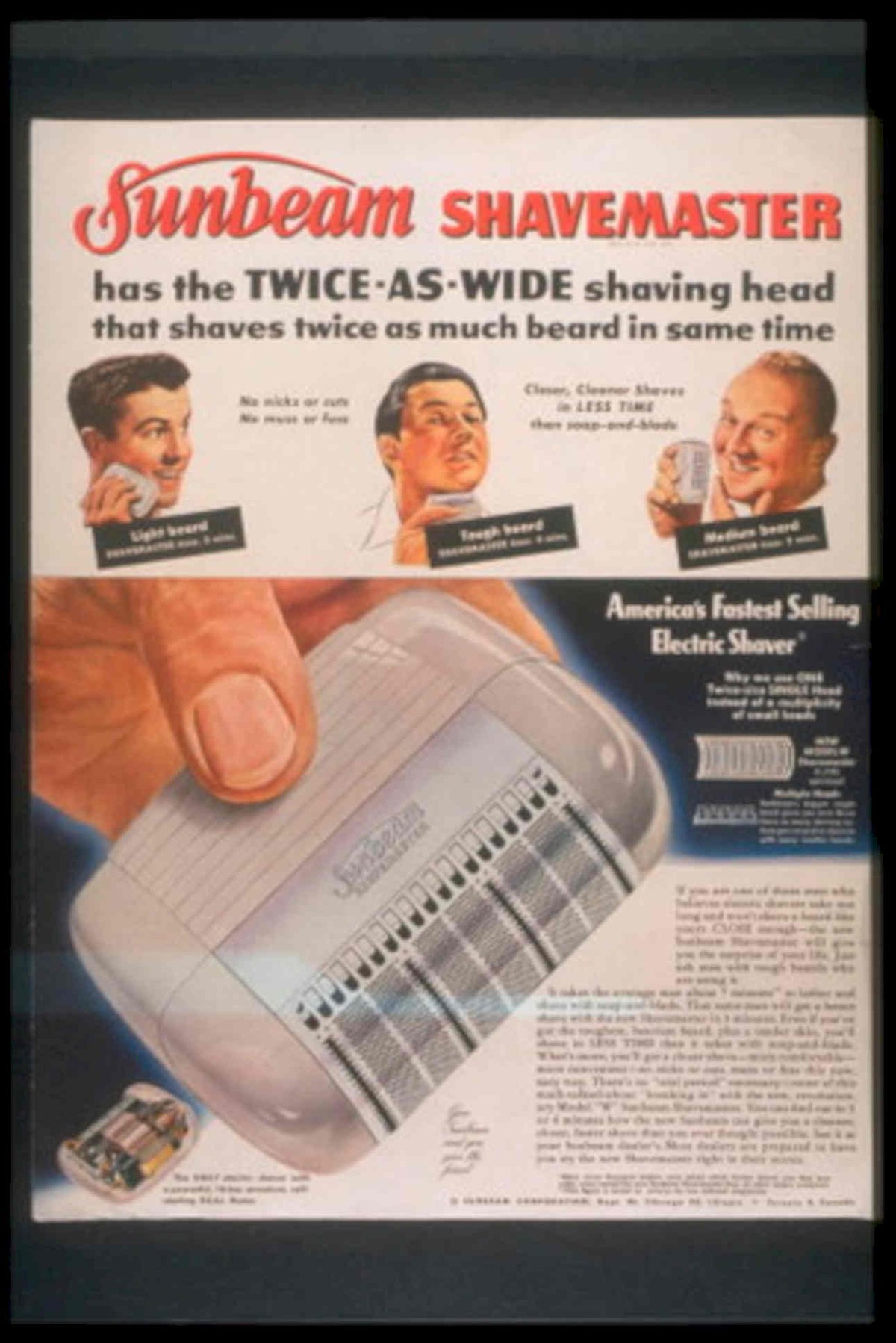 Sunbeam Shavemaster Shaver 1950s Vintage Retro Advert Poster