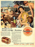 Sunblest Beach Picnic 1950s Vintage Retro Advert Poster