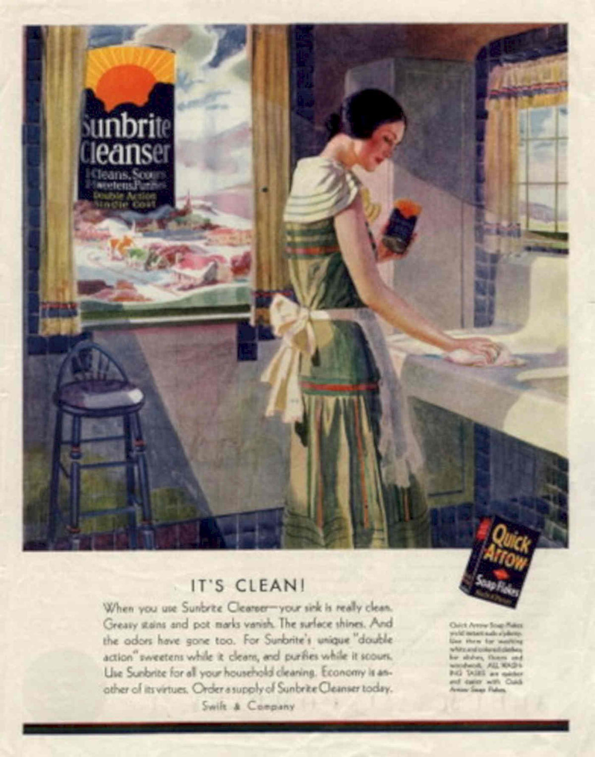 Sunbrite Cleanser 1930s 1930s Vintage Retro Advert Poster
