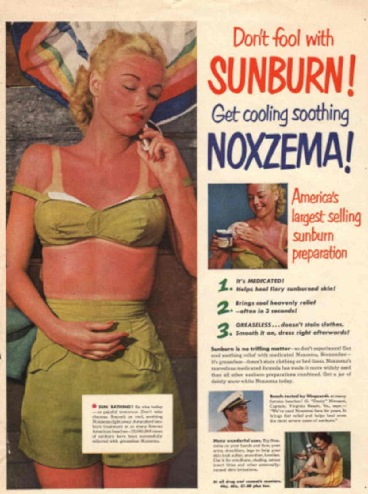 Sunburn Soothing Cream 1950s Vintage Retro Advert Poster