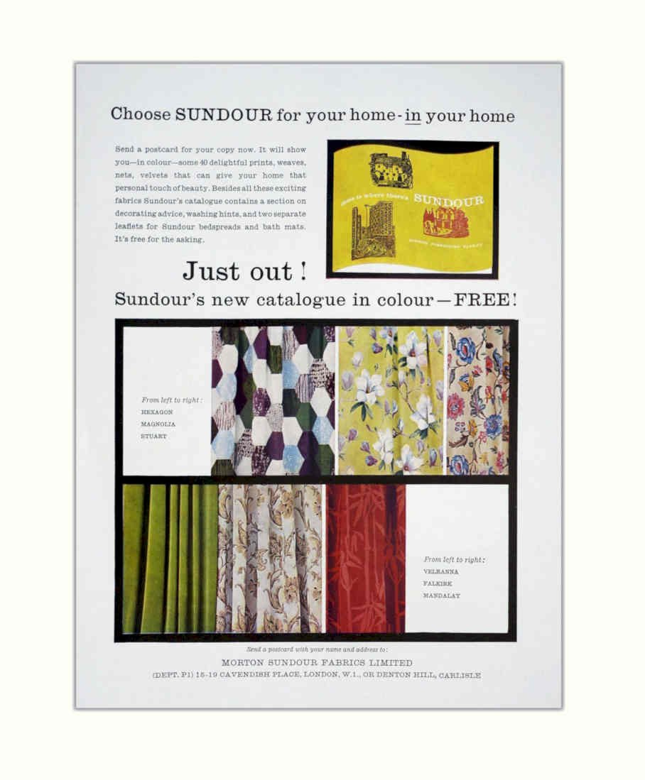 Sundour Fabrics Hexagonal Vintage Retro Advert Poster A4 Photo Print