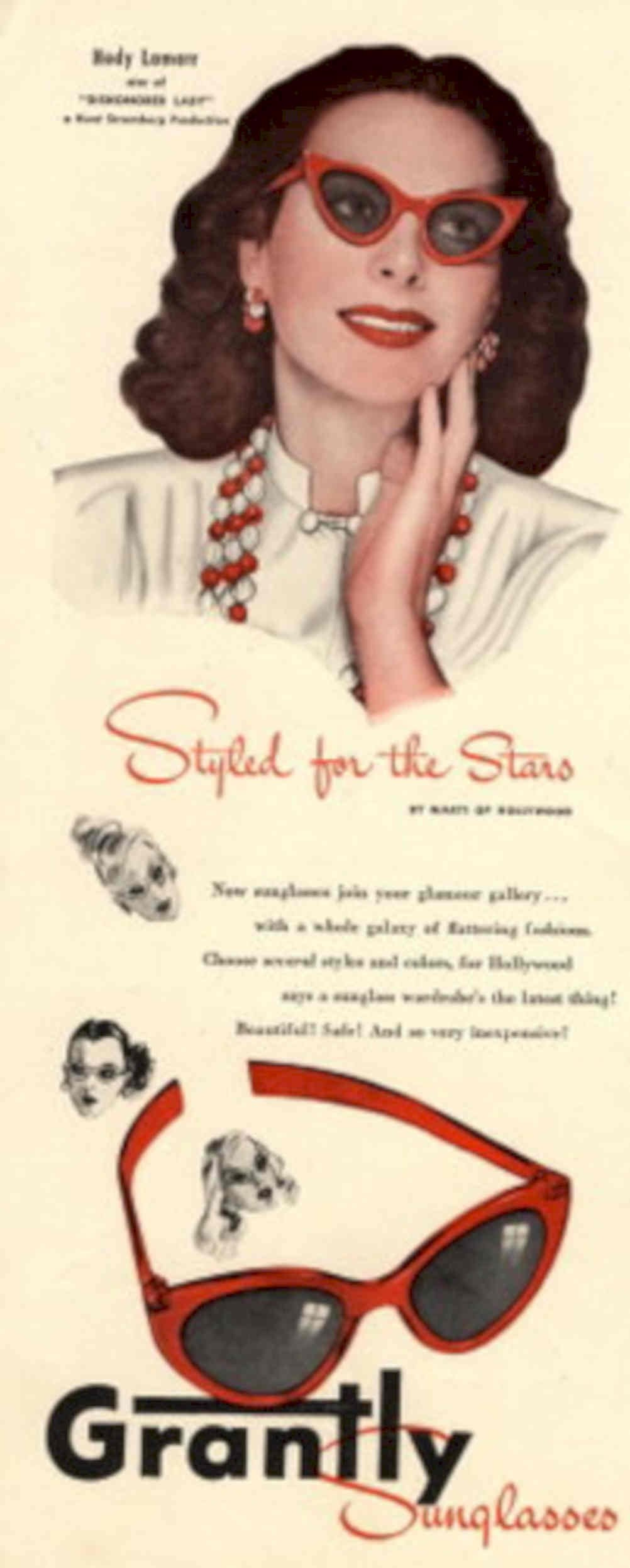 Sunglasses Stars Grantly 1940s Vintage Retro Advert Poster