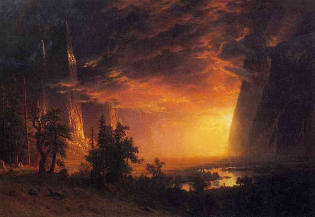 Sunrise In Yosemite Valley Bierstadt A4 Photo Print