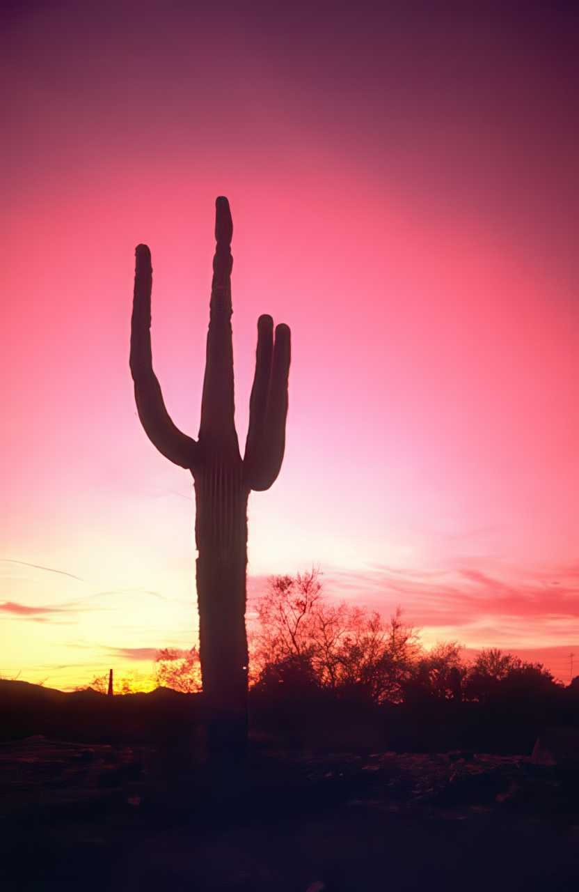 Sunrise Sunset Cactus Silhouette 2 A4 Photo Print Sunset