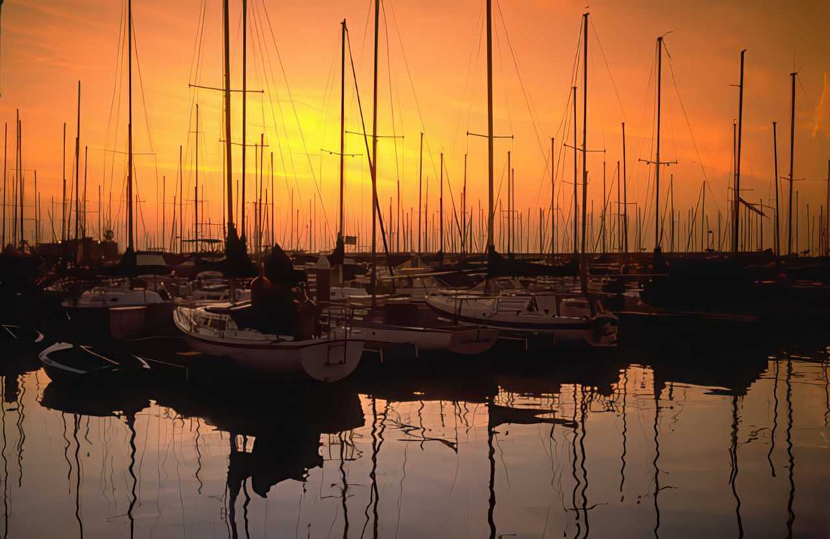 Sunrise Sunset Harbor Sailboats 3 A4 Photo Print Sunset x