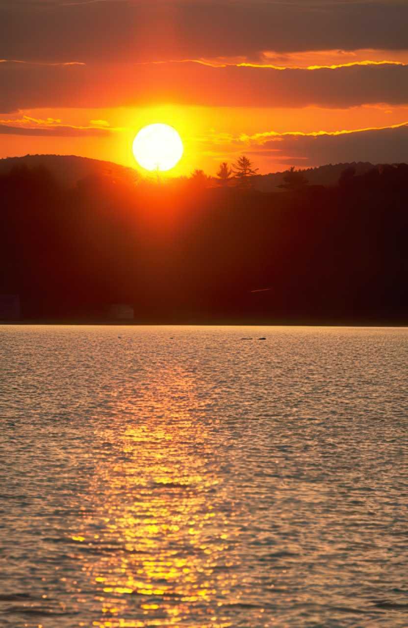 Sunrise Sunset Lake Hills A4 Photo Print Sunset x