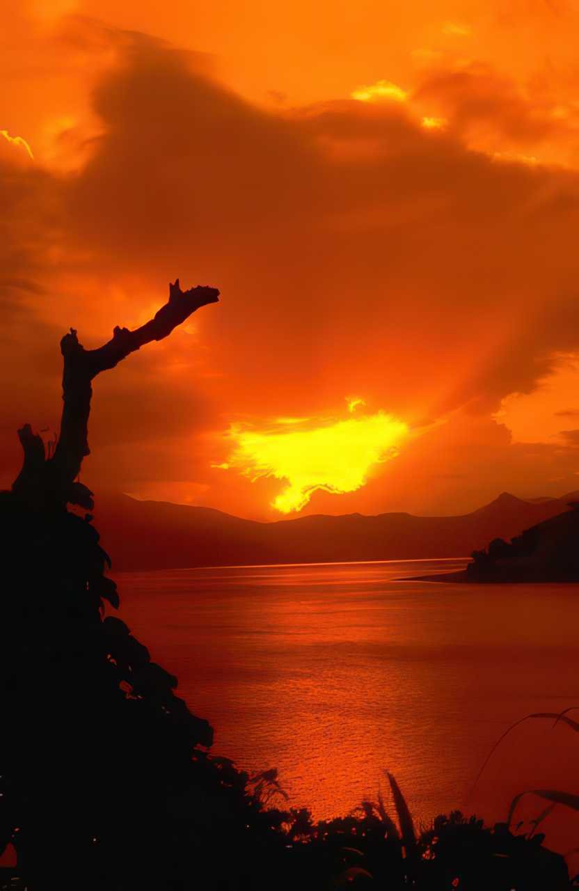 Sunrise Sunset Lake Silhouette A4 Photo Print Sunset x