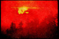 Sunrise Sunset Sky 001002 Bright Red Sunset, Light Edged Clouds A4 Limited Edition Watercolour Print