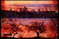 Sunrise Sunset Sky 001011 Sundown Over City At Lakeside A4 Limited Edition Watercolour Print