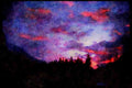 Sunrise Sunset Sky 001017 Purple And Orange Sunset Over Trees And Hills A4 Limited Edition Watercolour Print