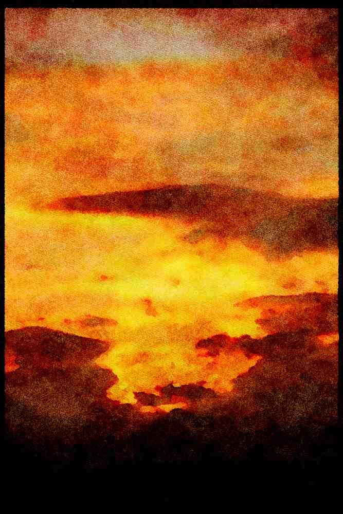 Sunrise Sunset Sky 001019 Yellow Sunset At Altitude A4 Limited Edition Watercolour Print