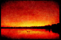 Sunrise Sunset Sky 001021 Sunrise Over Red Lake With Ducks A4 Limited Edition Watercolour Print