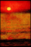 Sunrise Sunset Sky 001025 Full Sun On Sea, Spotlight Effect A4 Limited Edition Watercolour Print