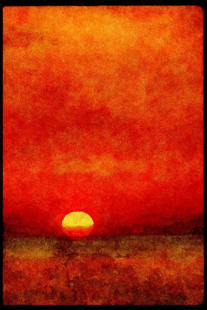 Sunrise Sunset Sky 001028 Large Multicolored Sun Over Sea A4 Limited Edition Watercolour Print
