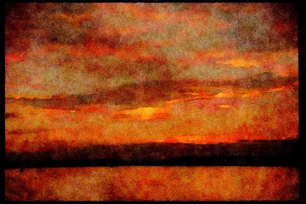 Sunrise Sunset Sky 001032 Coral And Pink Clouds Over Bay A4 Limited Edition Watercolour Print