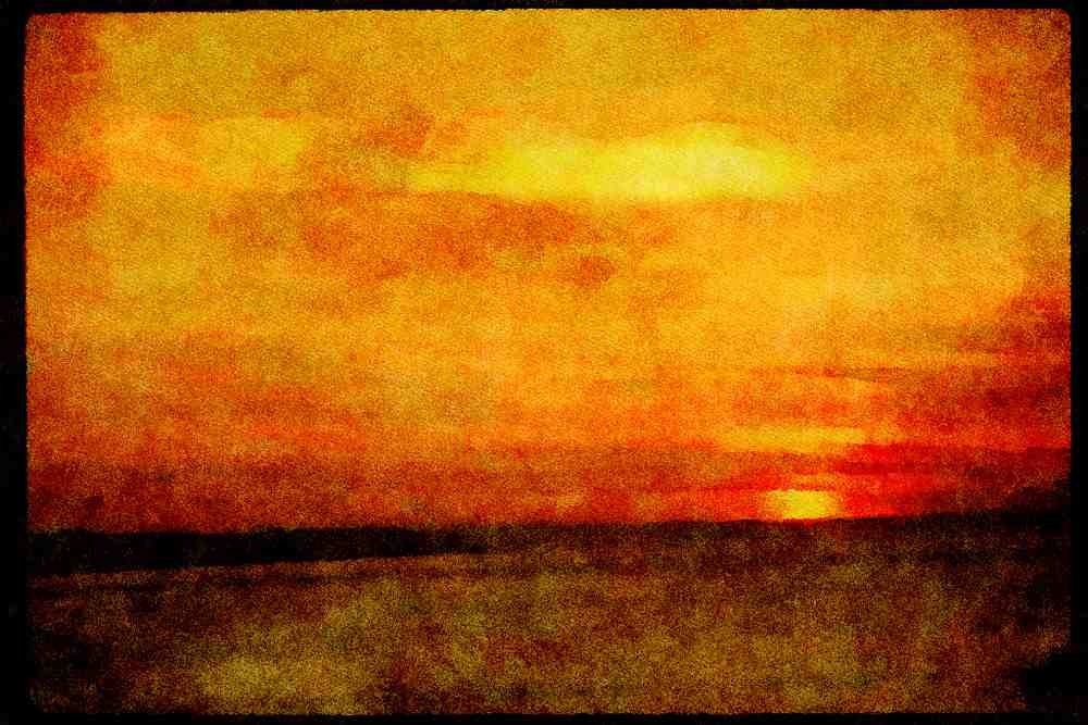 Sunrise Sunset Sky 001034 Sunglow Through Layered Clouds A4 Limited Edition Watercolour Print