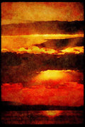 Sunrise Sunset Sky 001035 Sun Behind Clouds, Reflection On Bay A4 Limited Edition Watercolour Print