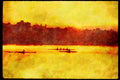 Sunrise Sunset Sky 001042 Sun Setting Over Rowing Teams A4 Limited Edition Watercolour Print