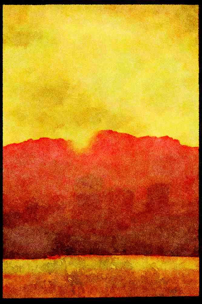 Sunrise Sunset Sky 001047 Yellow Sun Peeking Behind Clouds Over City A4 Limited Edition Watercolour Print