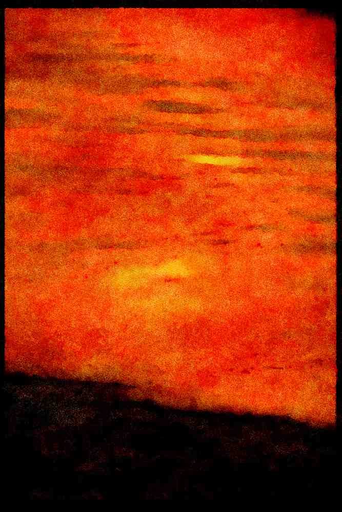 Sunrise Sunset Sky 001052 Red Glow On Water A4 Limited Edition Watercolour Print